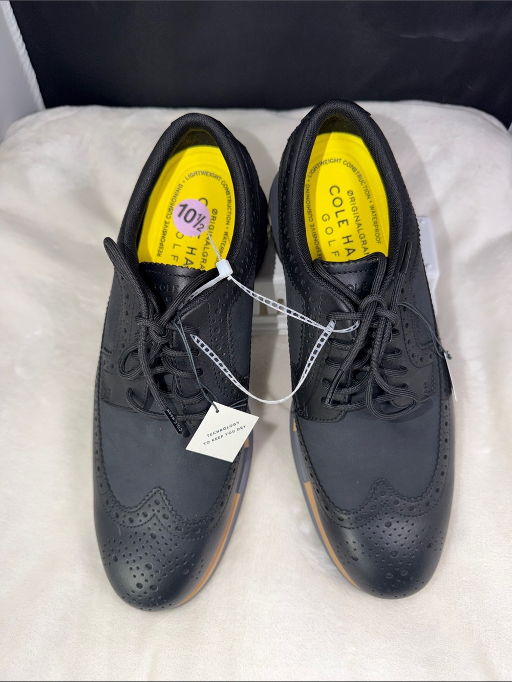 Cole Haan OriginalGrand Golf Waterproof Wingtip Shoes Men’s 10.5 Black Grand.360 - Picture 3 of 8